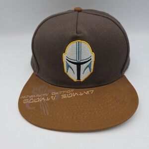 Star Wars Mandalorian Hat Cap Snap Back Brown Tan Embroidered Helmet Mens Funko